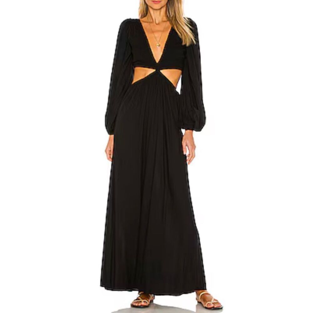 Indah Julie Ruched Cutaway Dress | Black in XS